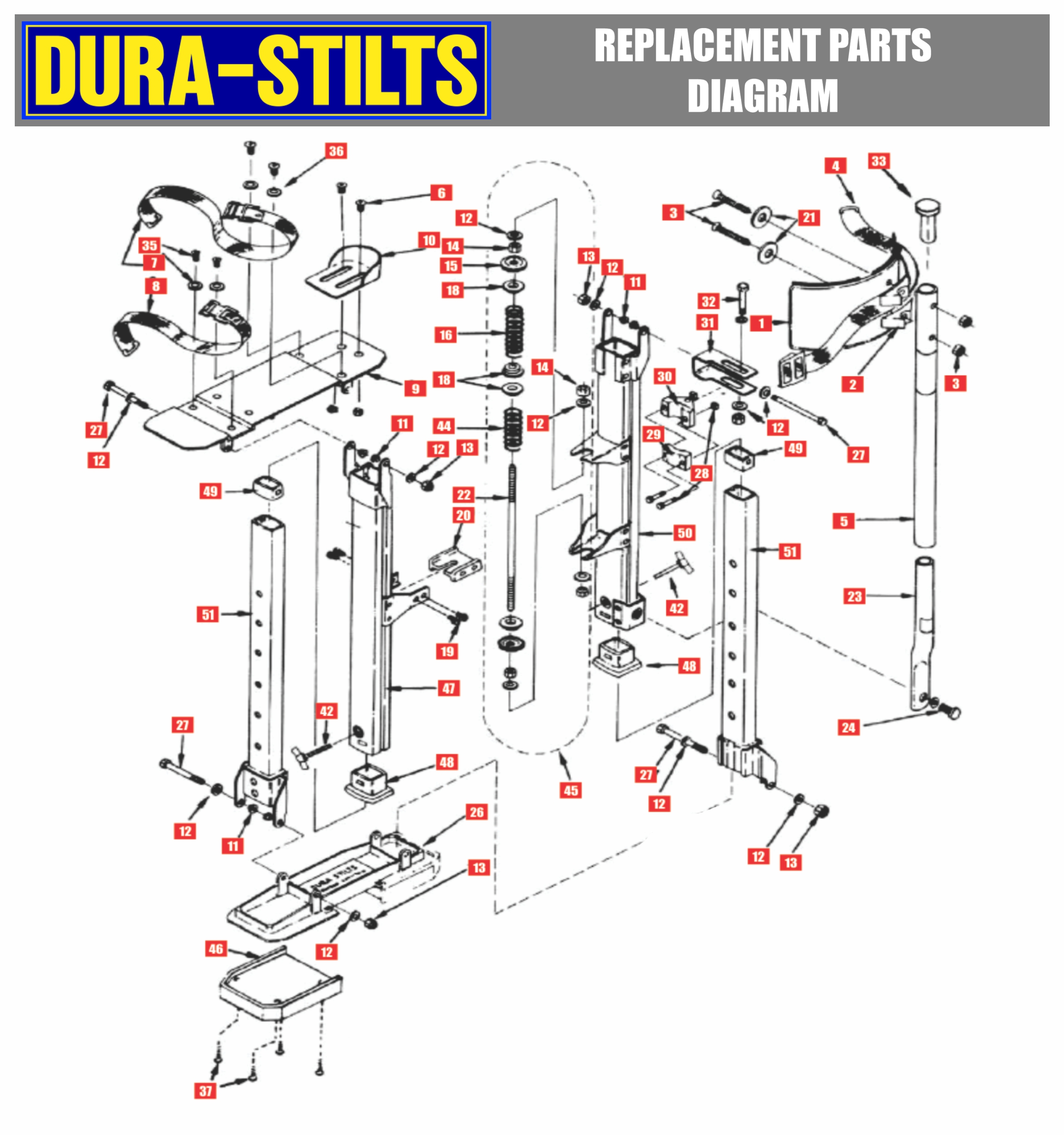 stilts-diagram dura-stilts replacement parts available at appalachian insulation supply inc