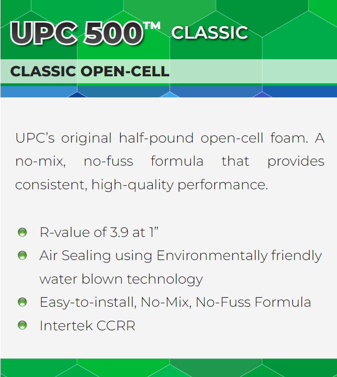UPC-1 UPC classic open-cell spray foam for sale at appalachian insulation supply inc